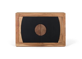 GINER Y COLOMER Aparador de madera de acacia con 2 puertas Natural y negro